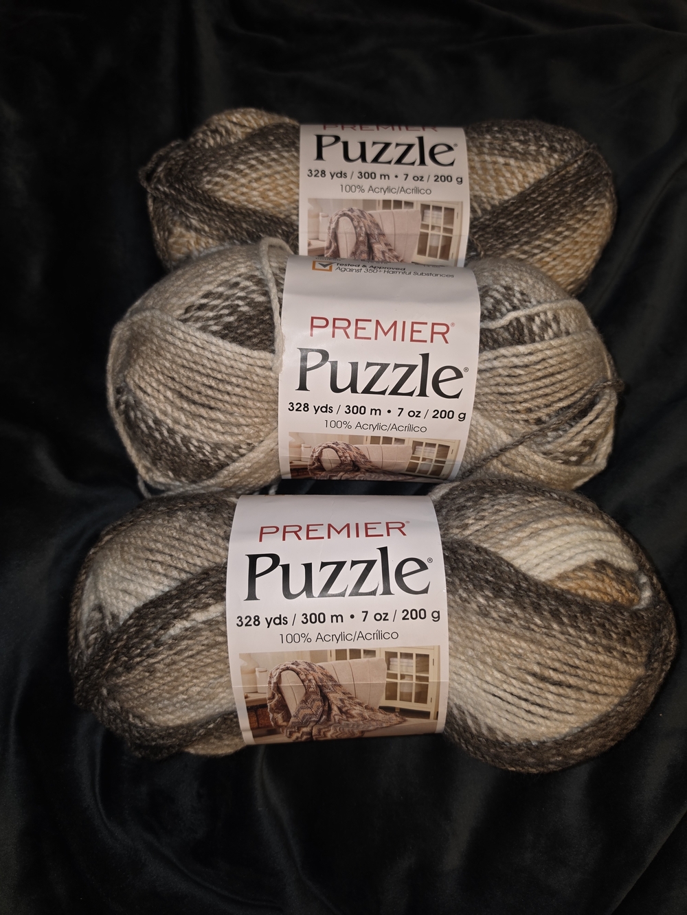 Premier Puzzle Acrylic Yarn - Brown, Tan, Gray Blend